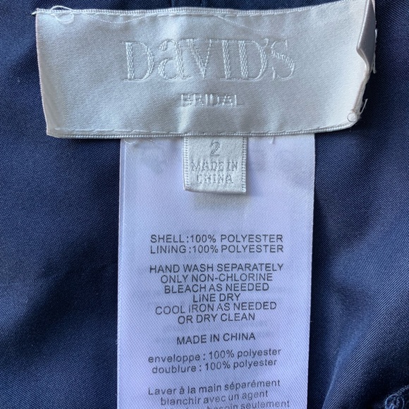 David's Bridal - Navy Blue Chiffon Bridesmaid Dress, Size 2 - Picture 10 of 14
